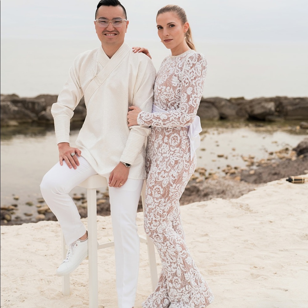Nadine Marni Bella White lace Jumpsuit size S/M - Picture 3 of 9